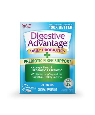 Digestive Advantage Prebiotic Fiber + Probiotics for Digestive Health Daily Probiotics for Women & Men Support for Occasional Bloating Minor Abdominal Discomfort & Digestive Balance 24ct Tablets