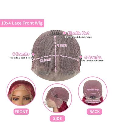 SLHUSE 99J Burgundy Lace Front Human Hair Wig 24 Inch - Body Wave HD Transparent Lace, Pre Plucked, Glueless, 180% Density - Wine Red - Buy Online on GoSupps.com