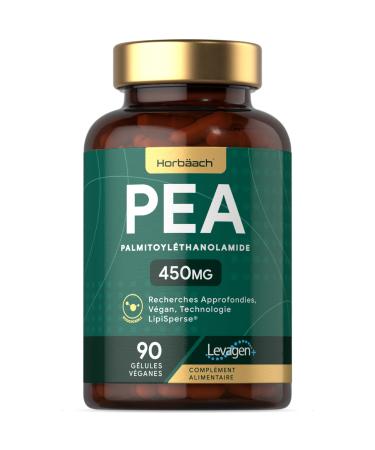 Palmitoylethanolamide PEA 450mg | Levagen Plus PEA | High Strength | 90 Vegan Capsules | by Horbaach