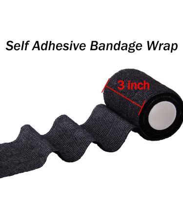 BQTQ 3 Inch Self Adherent Bandage Wrap Tape for Ankle Sprains - 8 Rolls Black Athletic Tape for Human and Animals - Buy Online on GoSupps.com