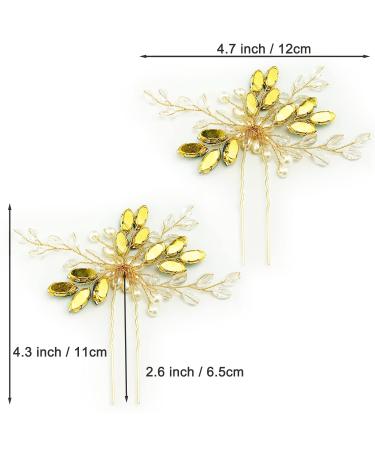 Crystal Pearl Rhinestone Flower Wedding Hair Pins - Pack of 2 (Green) - Buy Online on GoSupps.com