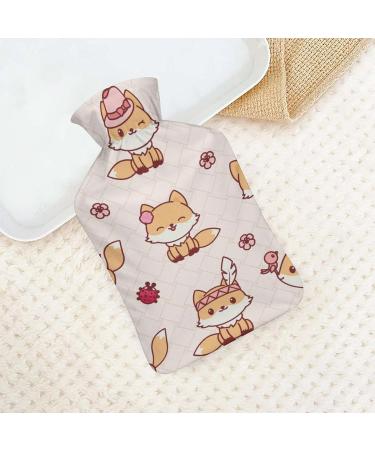 Hot Water Bottle with Lid - Fox Pattern Rubber Hot Water Bag for Pain Relief Cramps Foot Warmer & Therapy - Buy Online on GoSupps.com