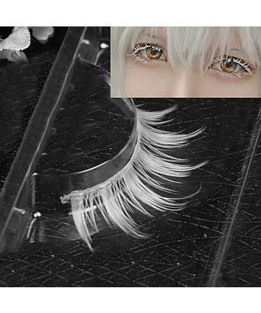 Cosplay Makeup Natural Looking Clear Root White Long Thick Cross False Eyelashes