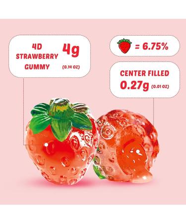 Amos 4D Gummy Candy Strawberry Burst - Fruity Jelly-Filled Natural Flavor - Resealable 2.29oz Bag (Pack of 6) - Buy Online on GoSupps.com
