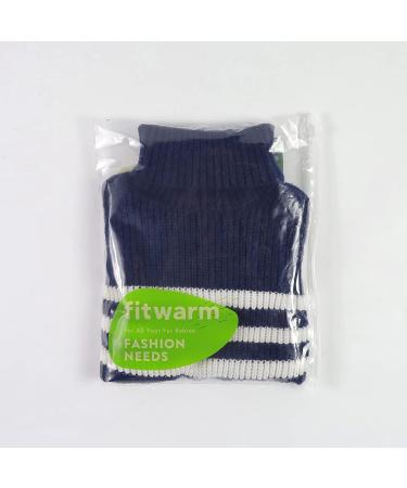 Fitwarm Small Blue Striped Knitted Dog Sweater - Thermal Turtleneck Pet Coat for Winter - Small Dog Boy Girl Cat Apparel - Buy Online on GoSupps.com