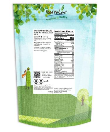 Organic Dry Roasted Brazil Nuts with Himalayan Salt 1lb - Vegan & Kosher Friendly, High Protein & Selenium, Keto-Friendly Snack - No Oil Added, Oven Roasted, Whole Nuts - Bulk Pack of 1 - Buy Online on GoSupps.com