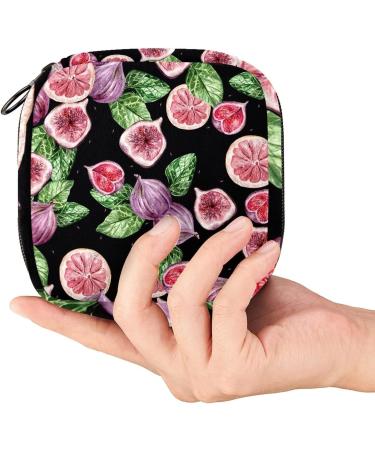Fruit Fig Leaf Pattern Women's Portable Period Bag | Menstrual Cup Storage & Breastfeeding Insert Holder Perfect for Teens & Girls - Buy Online on GoSupps.com
