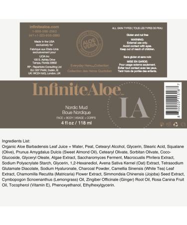 Ideal Nordic Mud Face Mask | Peat & Charcoal Skin Treatment | All Skin Types | 4 Oz | InfiniteAloe Everyday Hero Line - Buy Online on GoSupps.com