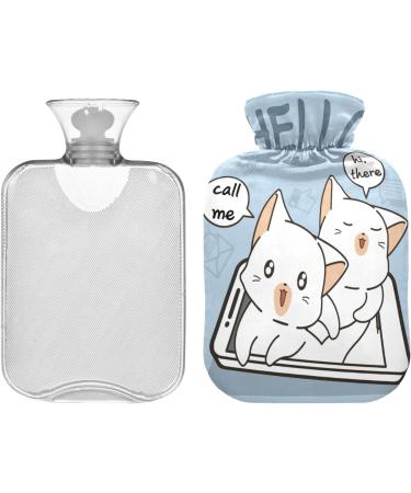 Kawaii Cats Hot Water Bottle | 2L Soft Fleece Cover for Hot & Cold Compress - International Shipping Available - Buy Online on GoSupps.com