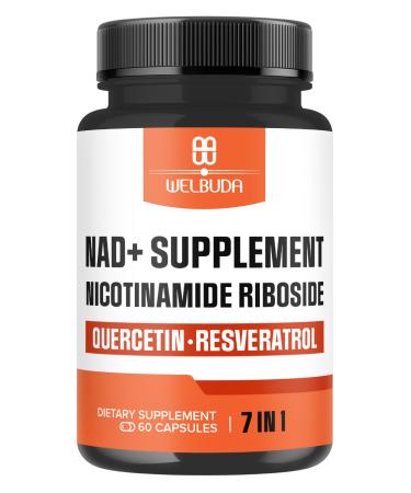 NAD+ Supplement with Nicotinamide Riboside Per Serving w/Resveratrol Quercetin Turmeric Rhodiola Rosea and More - 60 Capsules 60 Count (Pack of 1)