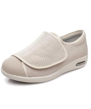WCXTY Closed Slippers Adults Edema Slippers Arthritis Swollen Feet Orthopedic Fasciitis Bandage Shoes Therapy Shoes Adjustable Width (Color : Beige Size : 12) 12 Beige