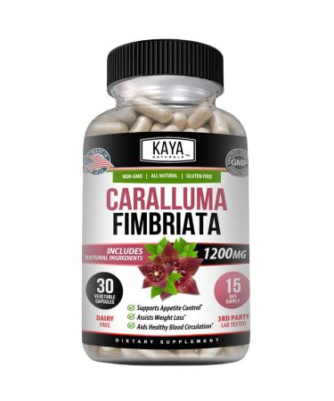 Kaya Naturals - Caralluma Fimbriata 1200mg High Potency Supplement | Maximum Strength Natural Endurance Support Vegetarian Capsules (30 Count) 30 Count (Pack of 1)