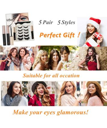 Ufar Magnetic False Eyelashes with Eyeliner - 2022 Upgraded 5 Pair Reusable 3D and Eyeliner Lashes Natural Fluffy Eyelash Applicator - Buy Online on GoSupps.com