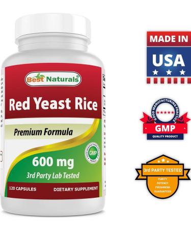 Best Naturals Red Yeast Rice 600mg Capsules - 120 Caps (2 capsules per serving) - Promotes Heart Health and Cholesterol Support - Buy Online on GoSupps.com