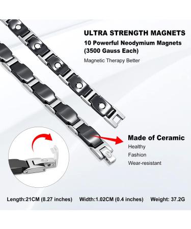 Jeroot Ceramic Magnetic Arm Band for Men | Health Benefits & 3500 Gauss Energy | Energetix Closure Bracelet with Setting Tool - Buy Online on GoSupps.com