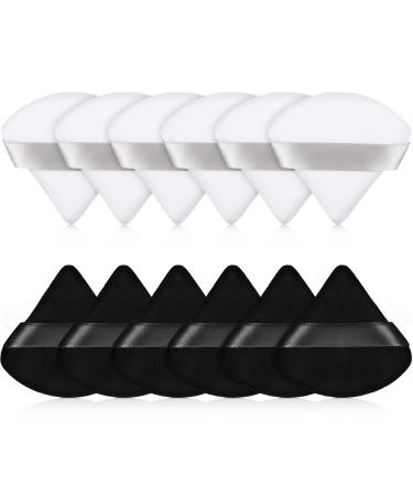 12 Pieces Triangle Powder Puff Face Makeup Cosmetic Puff for Loose Powder Soft Body Washable Reusable Foundation Sponge Mineral Powder Wet Dry Makeup Tool (Black White Small) Black and White - Buy Online on GoSupps.com
