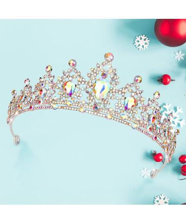 SuPoo Silver Tiara and Crown for Women - AB Crystal Headband for Queen, Wedding, Prom, Christmas - Shiny Princess Decoration - Buy Online on GoSupps.com