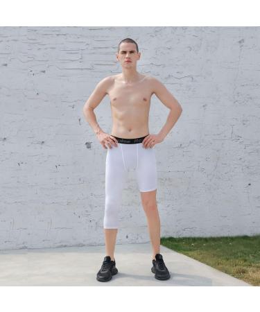 Roxdme 2 Pack Men's 3/4 Compression Capri Tights Pants - Black/White - Medium - Buy Online on GoSupps.com