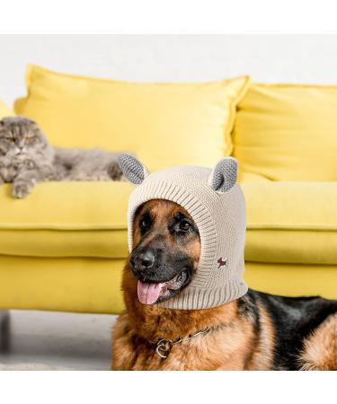 2 Pcs Dog Knitted Ears Cover | Noise Protection Pet Ear Muffs | Winter Dog Ear Protection | Pet Head Wrap | Beige - Buy Online on GoSupps.com