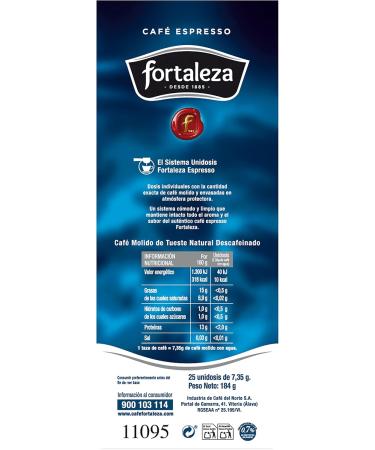  Fortaleza FORTALEZA Coffee - Decaffeinated Coffee Capsules ESE System 44 - Pack of 25 - Total 25 single-dose capsules - Buy Online on GoSupps.com