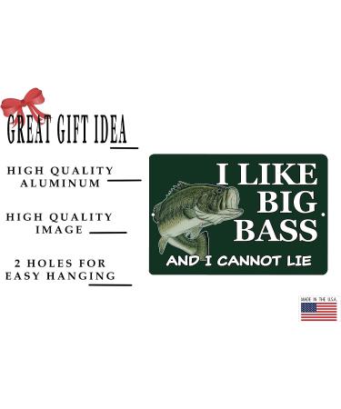 Rogue River Tactical Funny Fishing Metal Tin Sign Wall Decor Man Cave Bar I Like Big Bass - Buy Online on GoSupps.com