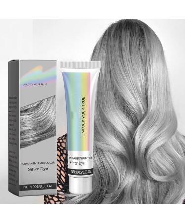 2 In 1 Natural Essence Extract Silver Hair Dye Silver Metallic Hair Dye Silver Gray Natural Hair Dye Cream Silver Gray Hair Dye Fashion Silver Gray Hair Dye Permanent (1Pcs) - Buy Online on GoSupps.com