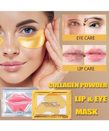 30 Pairs 24K Gold Eye & Lip Masks - Hydrating Crystal Collagen Patches for Puffiness Dark Circles & Fine Lines - Premium Skin Care - Buy Online on GoSupps.com