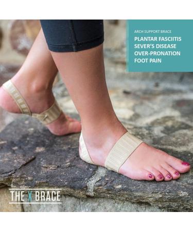 Tuli's X Brace Arch Support Compression - Large Size 1 Pair - Relief for Sever's Disease, Plantar Fasciitis, Heel Pain, Flat Feet, Fallen Arches & Over-Pronation - Beige - Buy Online on GoSupps.com