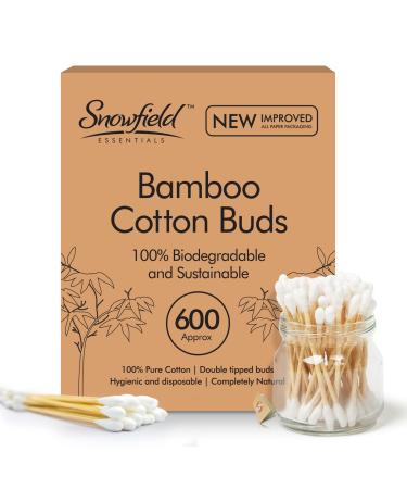 600PCS Bamboo Cotton Buds | Cotton Buds Biodegradable | Cotton Ear Buds for Ear Cleaning | Cotton Wool Buds for Makeup Application | Cotton Bud for Cotton Swabs Ear Sticks