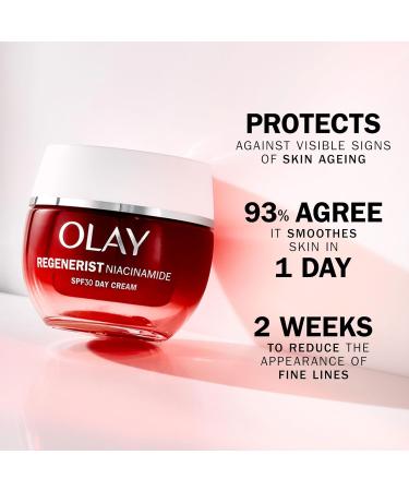 Olay Regenerist Niacinamide Day Cream Face Moisturiser SPF 30 Skincare with Niacinamide 99% Purity Antioxidant Vitamin E. Anti Aging Skin Care: Renews Firms and Hydrates. Non-Greasy 50ml Niacinamide SPF - Buy Online on GoSupps.com