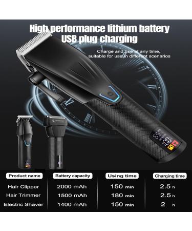 Professional Hair Clippers for Men | Cordless Beard Trimmer & Electric Razor | Rechargeable Grooming Kit with LCD Display - Perfect Gifts for Men (Black - Buy Online on GoSupps.com
