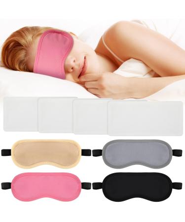 Ramede 4 Pcs Castor Oil Pack for Eye Organic Castor Oil Pack Wrap Reusable Castor Oil Wrap Cotton Sleep Mask with 4 Pcs Replacement Pads for Sparse Eyelashes and Eyebrows Wrinkles Dark Circle 4 Color Khaki Black Gray and Pink
