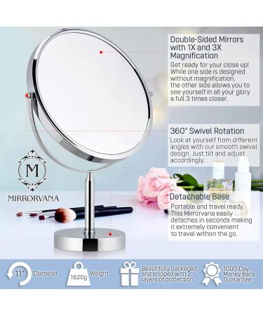 XXLarge 3X Weak Magnifying Mirror with Stand for Desk and Table - Double Sided 3X/1X Magnification - 17 Tall, 11 Wide - Perfect for Retail Stores and Makeup Vanity - Buy Online on GoSupps.com