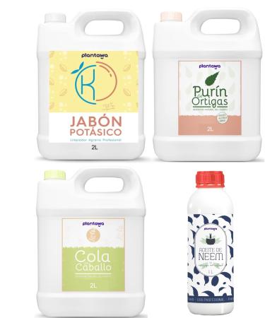 PLANTAWA Total protection: potassium soap 2L neem oil 1L nettle manure 2L ponytail 2L. 100% natural and durable.