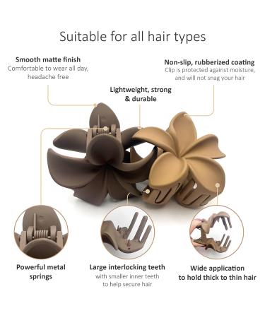 Ypkia 4 Pieces Flower Hair Clips Set - Large Matte Hair Accessories for Thick & Thin Hair | Stylish Women's Hair Clips - Buy Online on GoSupps.com