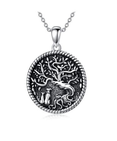 WINNICACA Pet Dog Necklace Sterling Silver Tree of Life Mother Child Pet Jewelry Pet Dog Pendant Animal Gifts for Animal Lovers Birthday Mothers Day