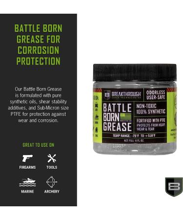 Breakthrough Clean Battle Born Gun Grease 4oz Jar - PTFE Fortified Gun Lubricant for Rust and Corrosion Protection - Buy Online on GoSupps.com