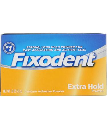 Fixodent Denture Adhesive Powder Extra Hold - 1.6 oz Pack of 2