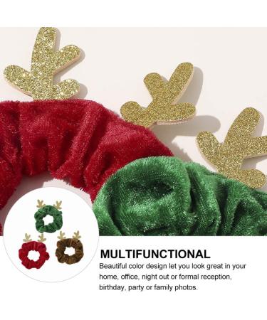 Pretyzoom 3PCs Christmas Hair Bands - Reindeer Anti-Elastic Scrunchies for Women | Festive Hair Accessories in Red Green & Coffee - Buy Online on GoSupps.com