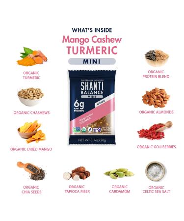 SHANTI BALANCE Mini Bars - Mango Cashew Turmeric | Organic, Gluten-Free Superfood | Immunity Boosting, 6g Plant Protein | RECOVER | 80 Calories | 24 Count - Buy Online on GoSupps.com