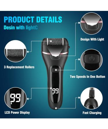 Yooikeey Electric Foot Callus Remover - 16 in 1 Pedicure Kit for Dead Skin & Cracked Heels | 2 Speed Electric Foot Scrubber with 3 Roller Heads - International Shipping - Buy Online on GoSupps.com