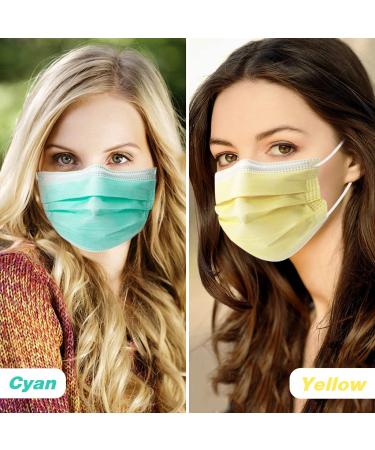 HIWUP 50-Pack Multicolor Disposable Face Masks for Adults & Teens - 3 Layer Protection - Buy Online on GoSupps.com