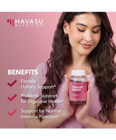 HAVASU NUTRITION Probiotic Cranberry Gummies for Women (30 Servings) & Saw Palmetto for Women Hair Complex (30 Servings) - Buy Online on GoSupps.com