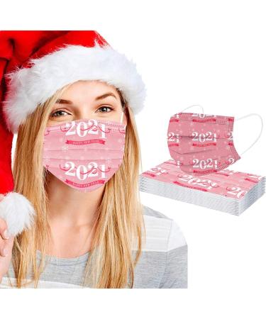 BEUU 10PCS Disposable Face_Mack for Adult 2021 Happy New Year Face Bandanas 3-Layer Non-Woven with Elastic Earloops - Buy Online on GoSupps.com