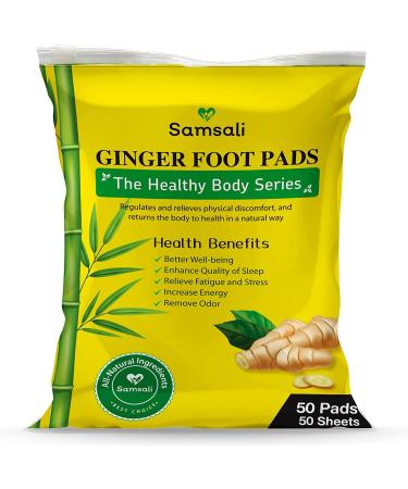 Samsali Ginger Foot Pads 50 Pack Ginger Bamboo DeepCleansing Foot Pads Upgraded Ginger DetoxFoot Patches for Better Sleep Rapid Foot Care Foot Pads for Women and Men Foot Care 50 Pack