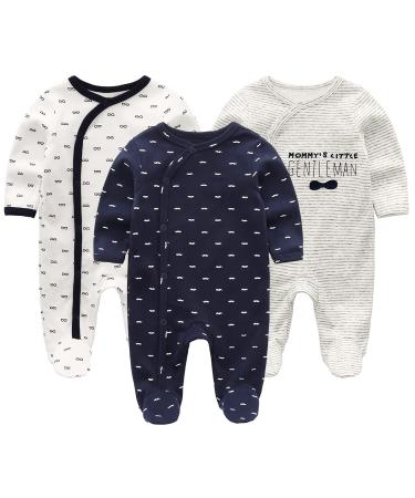 MAMIMAKA Baby Clothes Newborn Baby Grow Onesies Cotton Footed Pajamas for Boys and Girls 0-18 Months 3-6 Months Long Sleeve Color1