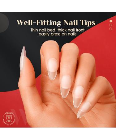 Rosalind Almond Nail Tips - 300 Pack Soft Gel Full Cover Short Matte Pre-Buff Fake Nails | 15 Sizes No-File Design for Easy Application - Buy Online on GoSupps.com