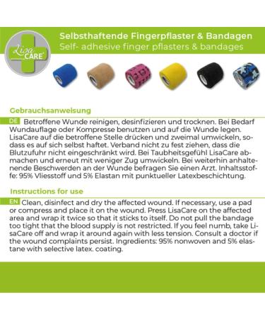 Lisacare Self-Adhesive Tie - 4 Rolls 5cm Width | Elastic Bandages for Kids | Comforting in Car Blue - Huge Color & Motif Selection - Buy Online on GoSupps.com