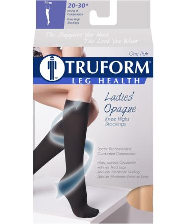 Truform Women's Compression Stockings 20-30 mmHg - Knee High Closed Toe Opaque - Beige XL (Pack of 2) | International Shipping Available - Buy Online on GoSupps.com