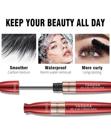 4D Silk Fiber Lash Mascara Black - Waterproof, Natural All Day Volume & Length (2PCS) - Buy Online on GoSupps.com